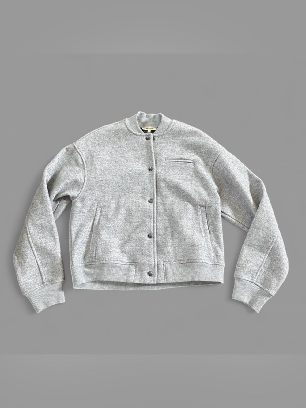 Madewell-Snap Front Bomber Jacket size Small Grey-like new - Picture 5 of 14